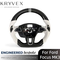 Volant en cuir personnalisé Kryvex pour Ford Focus MK3 ST RS ST-Line Hatchback 2015-2018 avec inserts en fibre de carbone pour une performance accrue