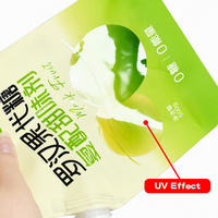 Op maat gemaakte full colour UV-print effect staande spout pouch met uitgiettuit voor sap, puree, vloeibare producten, plastic verpakkingszakken