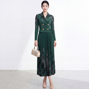 Vestido Formal Elegante de Estilo Vintage con Pliegues y Cuentas Miyake para Mujer, Talla Grande, Estampado Geométrico, Diseño Único, Ropa de Oficina - Product Image 3