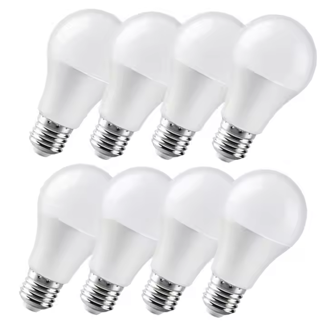 Daylight White A60 7W Equivalent LED Light Bulb Dusk to Dawn Sensor Non-Dimmable with E27/E26/B22 Base for Garden Globe Type"