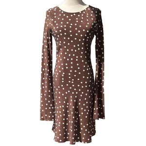 Vestido Mini de Seda con Cuello Barco y Estampado de Puntos Color Caramelo, Estilo Vintage Francés, Largo hasta la Rodilla, para Mujer - Product Image 4