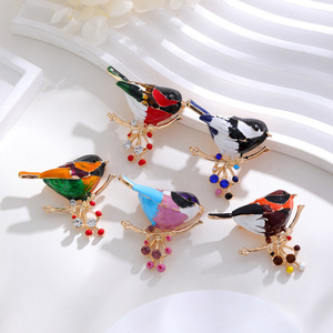 Japon corée coloré émail Animal <span class=keywords><strong>Birdie</strong></span> broche multicolore mignon petit oiseau broches broches vêtements Corsage accessoires - Product Image 1
