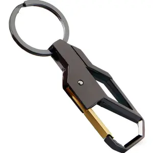 Quick Release Men Leather Key Chain Car Key Carabiner Fob Belt Loop Clip Key Holder Metal