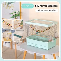 Grande Cage à Oiseaux Rectangulaire Transparente pour Perroquets, Nymphées et Agapornis - Fournitures pour Animaux de Compagnie
