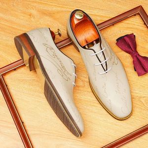 Brook Leather Shoes Mens <b>Pointed</b> <b>Toe</b> Cowhide Retro Trendy Engraved Shoes British Korean Style Youth Business Formal Shoes - Product Image 4