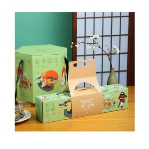 Custom Logo Recyclable Art Paper Box CMYK/Pantone Mixed Color UV Shipping Pastry Cake <b>Container</b> with <b>Foil</b> Handles - Product Image 5