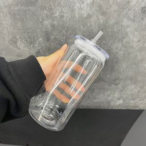 16Oz 20Oz Color Shaped <b>Cup</b> Custom Clear Acrylic <b>Reusable</b> Plastic Can Tumbler <b>With</b> <b>Lid</b> and Straw for Uv Dtf Transfer - Product Image 3
