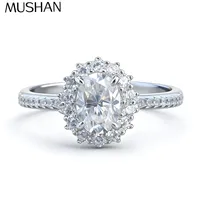Bague en argent sterling 925 MuShan, bijoux de luxe, bague classique en moissanite pour mariée, plaquée or véritable 18 carats, bijoux fins brevetés MST