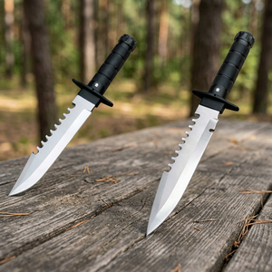 AHS Industrial Grade Stainless Steel Hunting Knife 97mm Blade Length Fixed Blade Leather Sheath <b>Survival</b> <b>Kit</b> Compass Box - Product Image 4