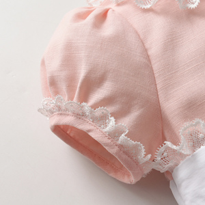 Adorable mameluco infantil Turn Down Collar Detalles de encaje Algodón suave Niñas recién nacidas Onesie Ropa Bebé Niña 3-6 meses Mamelucos - Product Image 4
