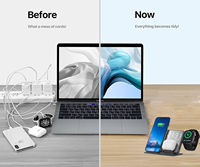 3in1 Draadloze Oplader 15W Snel Opladen Dock Desktop Led Digitale Wekker Voor Iphone Draadloos Opladen Stand 2024 Hot Product