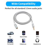 3,5 MM Stereo 3-poliges graues Audio-Nylon-Verlängerung kabel von Stecker zu Buchse 1m/3m/5m
