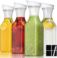 Carafe à eau de 50 oz avec couvercle rabattable, en plastique, pour jus, décanteur, pichet, service de thé glacé au réfrigérateur, pour tables