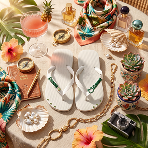 Tongs blanches personnalisées pour <span class=keywords><strong>femme</strong></span> avec logo, lettres 3D et breloques – Sandales <span class=keywords><strong>de</strong></span> plage d'été chic et personnalisables DIY - Product Image 4