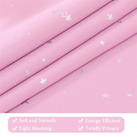 Rideaux occultants thermiques roses pour filles et enfants, imprimés étoiles, avec œillets, 100 % polyester, pour chambre d'enfant, 52 pouces