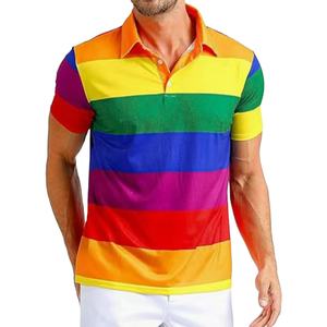 유니섹스 아동용 100% 면 LGBTQ 게이 무지개 깃발 프라이드 데이 골프 폴로 반팔 셔츠 - Product Image 1