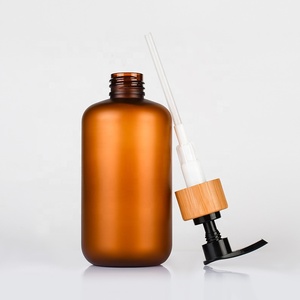 Envase de Crema Exfoliante Corporal en Stock, Botella y Tarro de Plástico PET Ámbar Esmerilado de 500ML con Tapa de Bambú para Crema de Cuidado de la Piel - Product Image 2