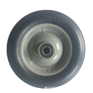 ล้อรถเข็นยางกลวง 6x1.5 นิ้ว ลูกปืน ล้อสีเทานุ่ม สำหรับรถเข็นเครื่องมือ - Product Image 1