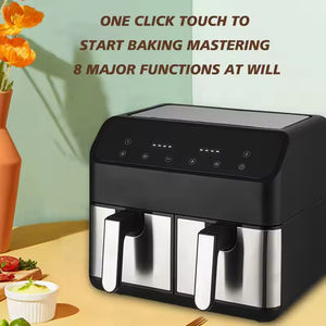 Friteuse à air électrique 8L double usage avec panier visuel antiadhésif, sans fumée, sans huile, en plastique, double, pour usage domestique, avec écran tactile - Product Image 5