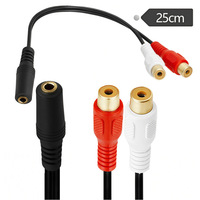 Kabel Audio Casing Adaptor Komputer Inti Tembaga Berlapis Emas 3.5Mm Kabel Stereo Tiga Tiang Pria Ke Wanita 2RCA