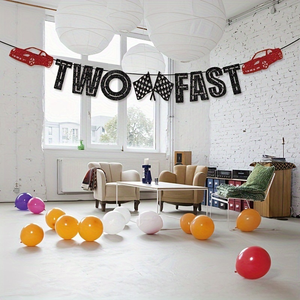 Guirnalda de Banderines con Diseño de Carreras y Doble Brillo DAMAI para Decoración de Fiestas de Cumpleaños Infantiles con Temática de Carreras - Product Image 1