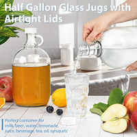 Bocal de plantation en verre transparent 1 gallon 4L Bouteille d'eau en verre avec couvercle en plastique noir Convient pour le kombucha maison Extrait de vanille brassée