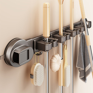 Excellent Suction Cup Mop Holder 18 In Wall Mounted Corner Storage Bathroom Space Saving Durable - Product Image 1