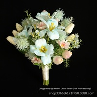 Bouquet de fleurs artificielles haut de gamme Yi Yage SH265 en soie PU (tulipes, lys, marguerites) pour mariées lors de mariages et de cérémonies de mariage
