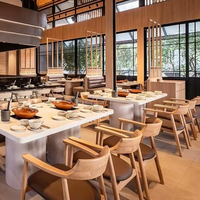 Meubles de restaurant modernes rétro américains, ensemble de chaises et de tables en bois de frêne massif pour hôtel et café, durable, garantie de 3 ans