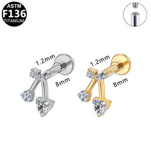 <b>Titanium</b> Lip <b>Studs</b> G23 Alloy Crystal Flower Heart Shape Piercing Jewelry For Women Gift - Product Image 5