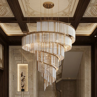 Lustre en cristal en spirale sur mesure, lampe suspendue verticale rotative de luxe en verre pour villa, hôtel, hall, salon, éclairage de projet
