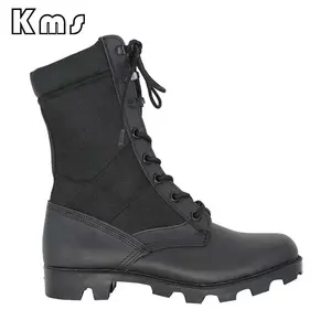 KMS kustom grosir kulit Oxford keselamatan tahan air luar ruangan Botas Bottes taktis hitam sepatu tempur untuk pria