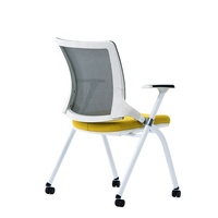 Nouvelle chaise de conférence exécutive ergonomique moderne pivotante en maille pliable noire à dossier moyen avec pivot à 360° réglable en hauteur inclinable