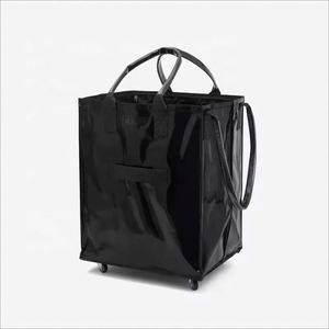 Sac de courses pliable réutilisable avec fermeture éclair, design imperméable personnalisé, échantillon gratuit, pour le rangement des courses, les voyages et les courses. - Product Image 1