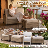 Ensemble de fauteuils d'extérieur en rotin, canapé simple en osier avec ottoman pour jardin et balcon