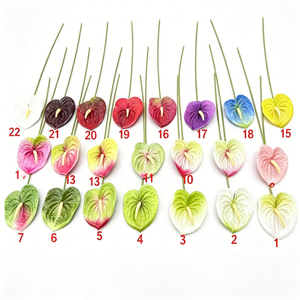 LUYI Nuevas Plantas Artificiales de Látex con Tacto Real, Ramas Individuales de Anturio, Flores al por Mayor para Decoración de Bodas y Hogar - Product Image 1