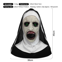 Topeng Latex Biarawati Menyeramkan untuk Dewasa, Kostum Halloween, Topeng Pesta Bertema Horor