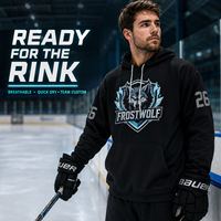Sweat-shirt à capuche de hockey personnalisé sublimé, séchage rapide, respirant, noir, avec logo et numéro pour hommes et femmes