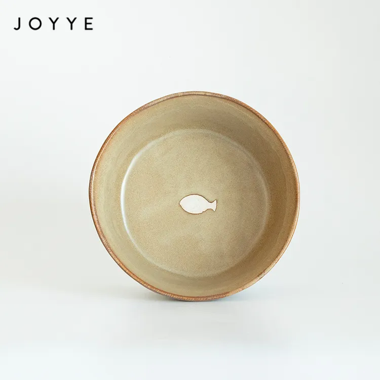 Yeujoye — bol à aliments pour animaux de compagnie, grand Volume, peint à la main, en céramique, rond pour chat