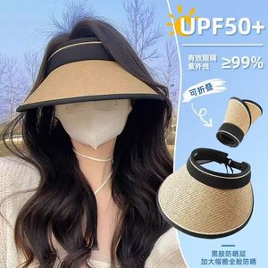 Women's Visor Sun Hat UPF50+ Foldable Black Glue <b>Sunscreen</b> Summer Outdoor Protection Cardigan Color - Product Image 4
