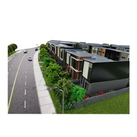 Modelo de construcción 3D diseño de casa adosada personalizado en dibujo autocad