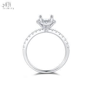 Anillo de compromiso semimontado con halo de diamantes naturales y oro macizo de 18 quilates, diseño clásico, proveedor de Hong Kong, para mujer, boda - Product Image 3