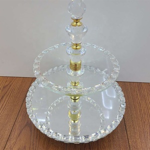 Decoração de Eventos para Casamentos por Atacado, Pratos Redondos de Cristal Prateado para Frutas e Doces, Suporte para Cupcakes - Product Image 3