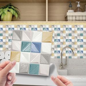 Home Creative 3D <b>Mosaic</b> Crystal <b>Tile</b> <b>Sticker</b> DIY Self-Adhesive Wall <b>Sticker</b> Floor <b>Sticker</b> 10pcs Bathroom Wallpaper Waterproof - Product Image 2