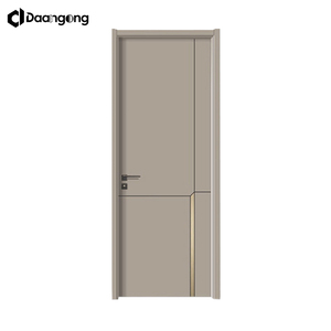 Porte en bois à panneau plat simple et moderne pour une décoration minimaliste, surface apprêtée prête à la peinture, panneau MDF - Product Image 1