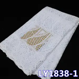 NI.AI beyaz afrika pamuk dantel kumaş zarif İsviçre vual dantel kadınlar düğün için nakış Rhinestones dekoratif tekstil