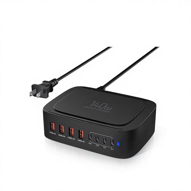 140W I70 Model USB Type-C Multi-port USB-A & C Desktop & Travel Charger with PD3.0 and Quick Charge 3.0 Power Adapter