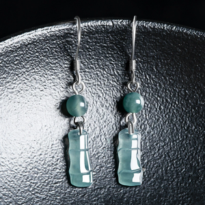 Pendientes de Plata Genuina Natural Grado A con Rayas de Bambú Azul Agua, Entrelazados, de Alta Calidad, Tipo Hielo, Regalo para Niños - Product Image 3