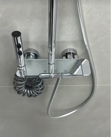 Système de douche en laiton chromé poli, eau froide et chaude, avec pommeau de pluie et jet, et douchette à main pour usage domestique