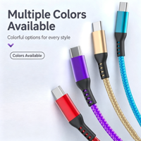 Cargador Rápido Tipo C de 60W 2 en 1 con Cable Trenzado de Nailon USB C a USB C para Carga Rápida de Teléfonos Móviles